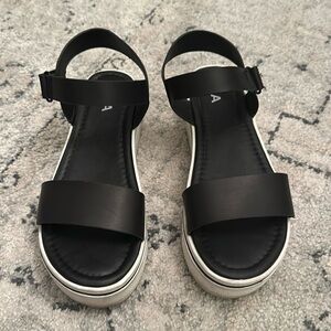Mia Black Leather Sandals